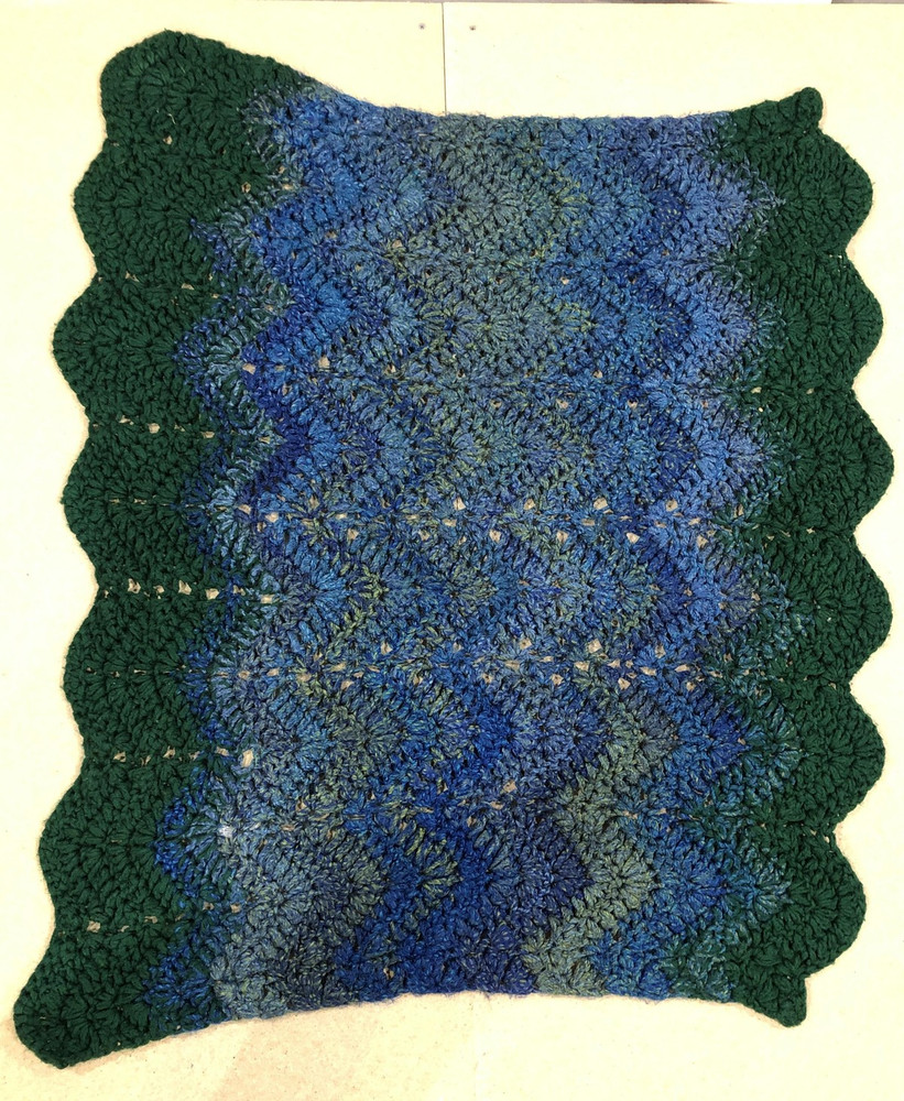 Handmade Crochet Afghan Blanket Chevron Throw Lapghan Wave Pattern Soft Yarn