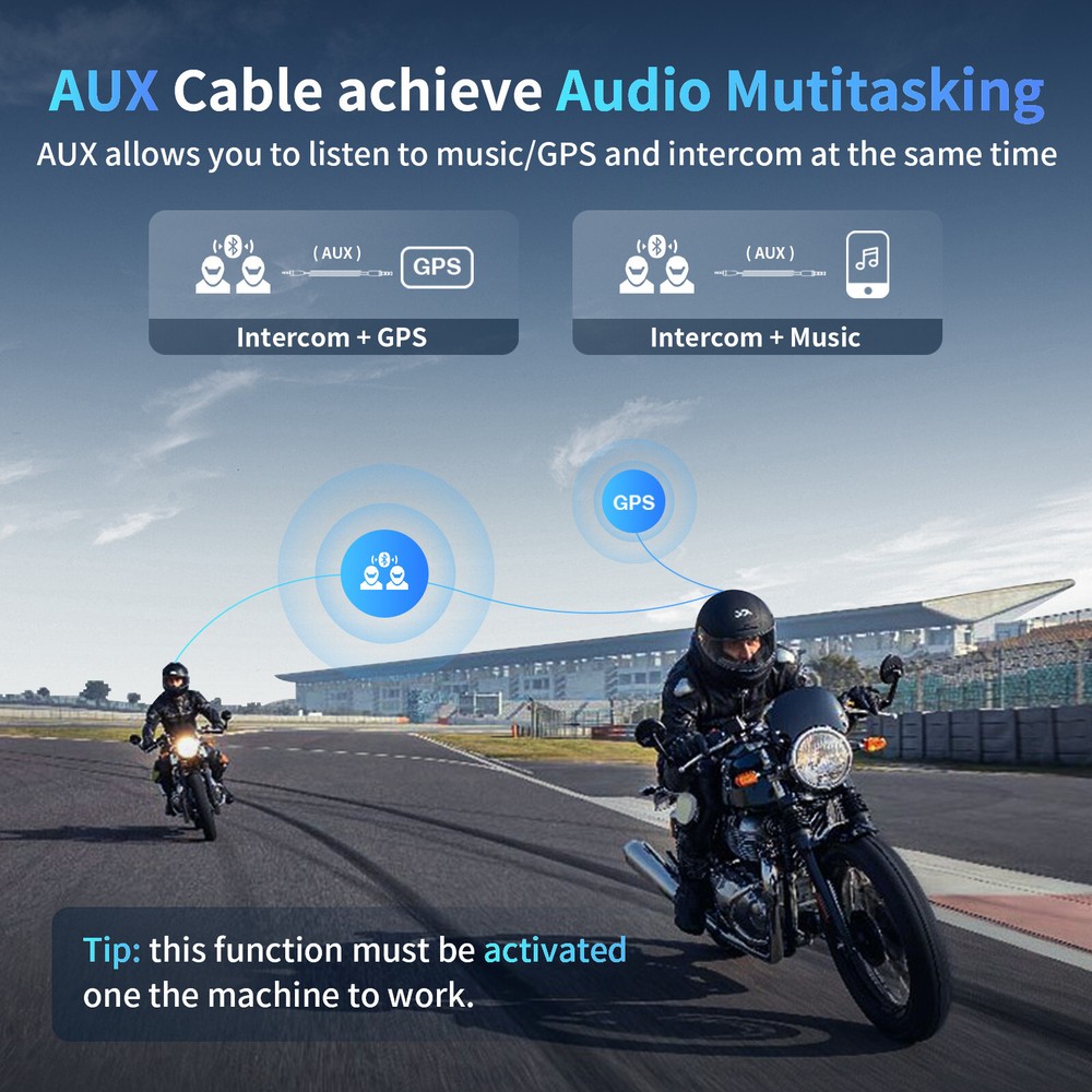 2x M1-S Plus 2000M Motorcycle Helmet Intercom BT Headset 10 Riders Communication