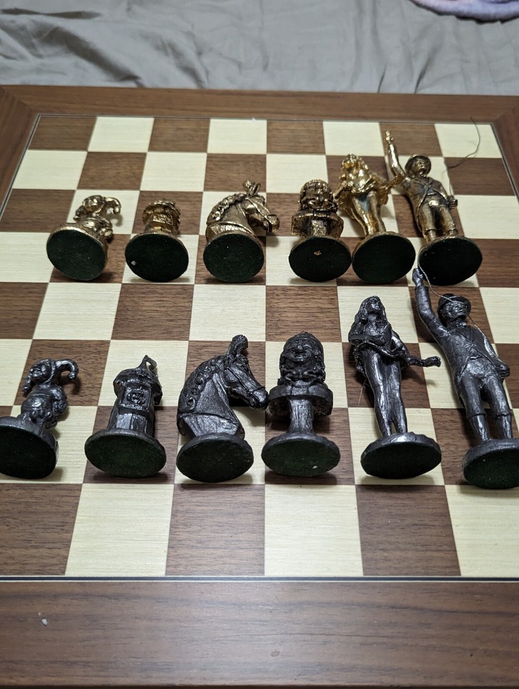 Rare Vintage Michael Ricker Pewter Circus Chess Set
