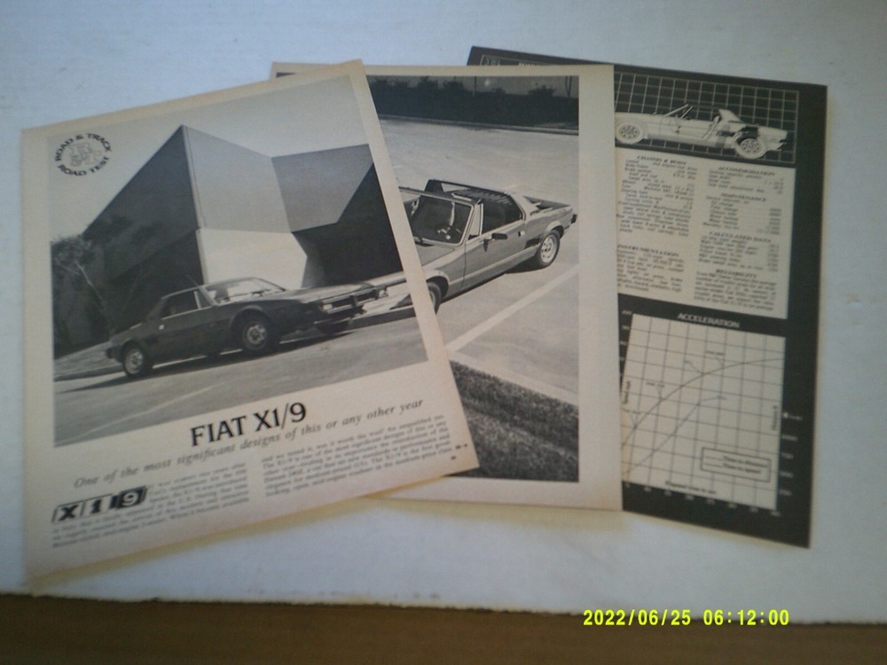 FIAT X1/9 ORIGINAL FIRST LOOK ROAD TEST ARTICLE SPECS  & INFO
