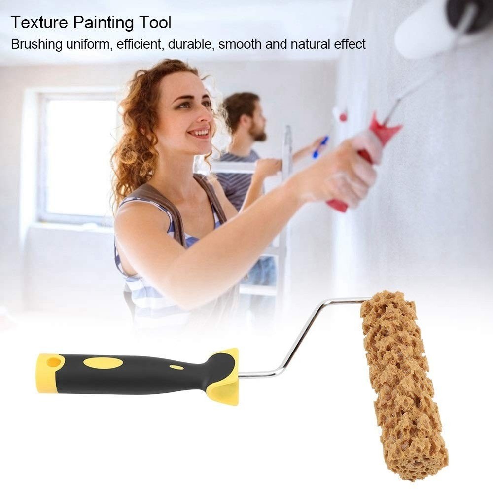 Maxmartt Texture Paint Rollers, Texture Pattern Paint Roller Brush with Handle D