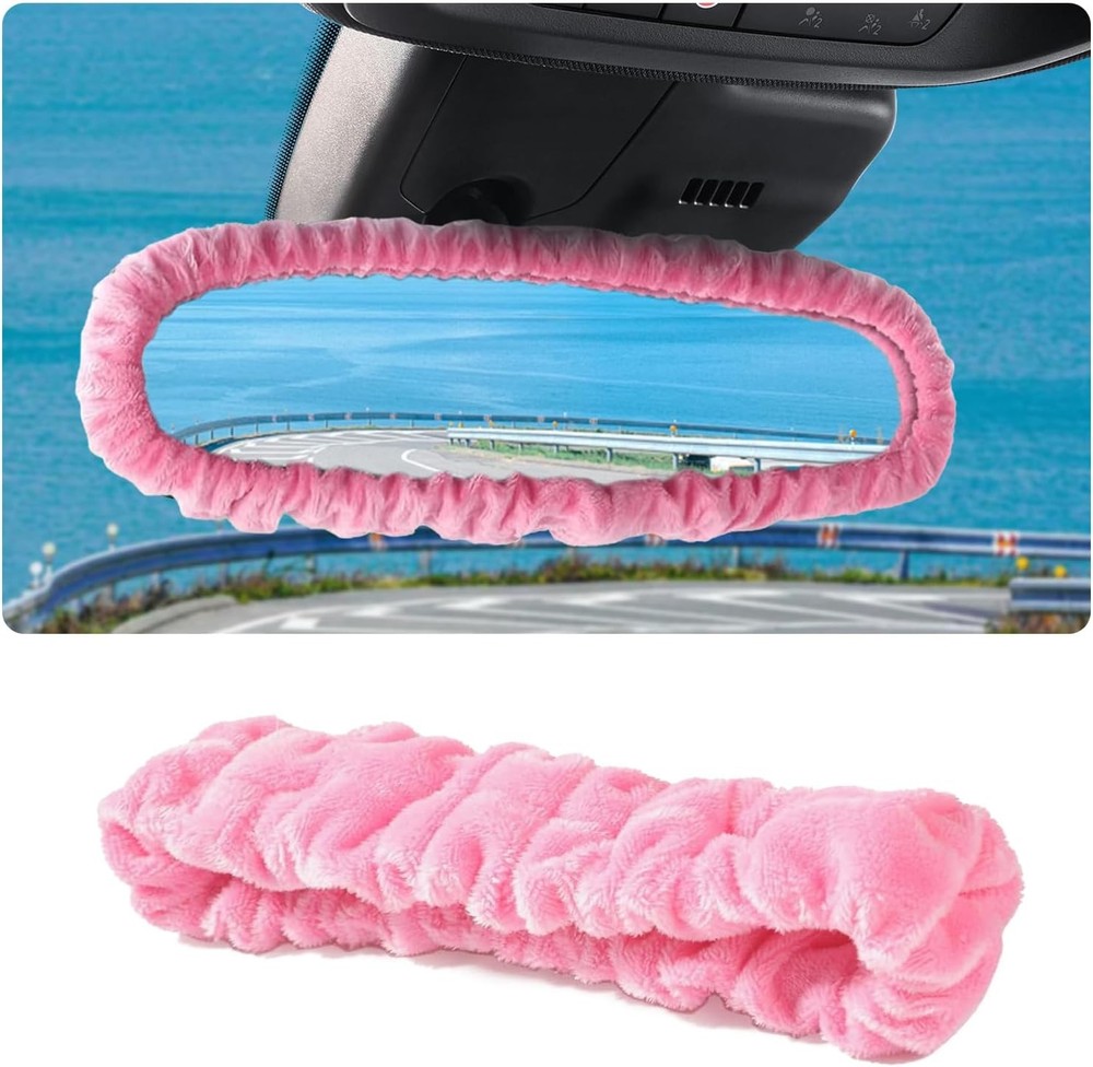 Rearview Mirror Cover, Plush Elasticity Rear View Mirror Decorative Protector fo