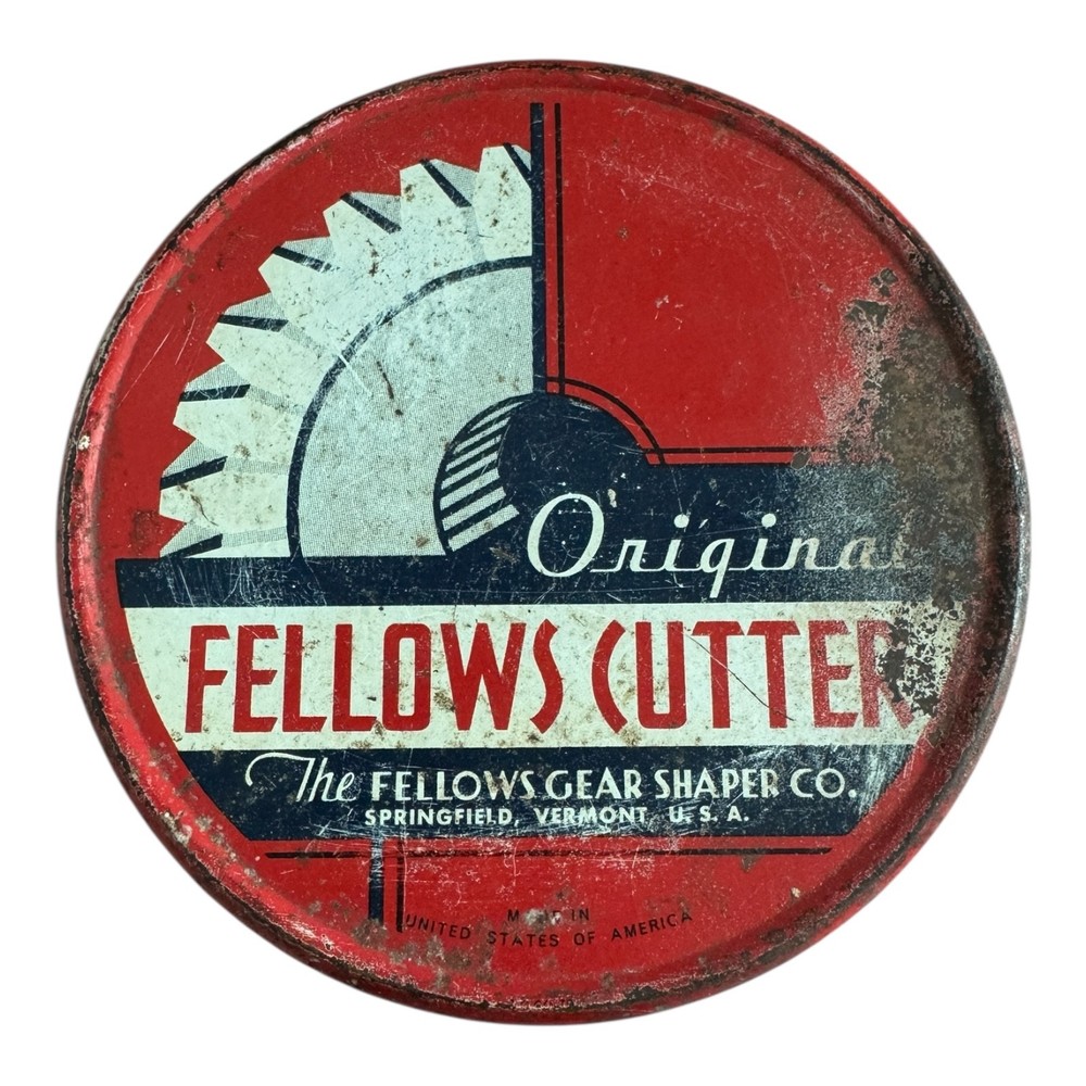 Vintage Original Fellows Cutter Tin Fellows Gear Shaper Co. - Springfield, VT