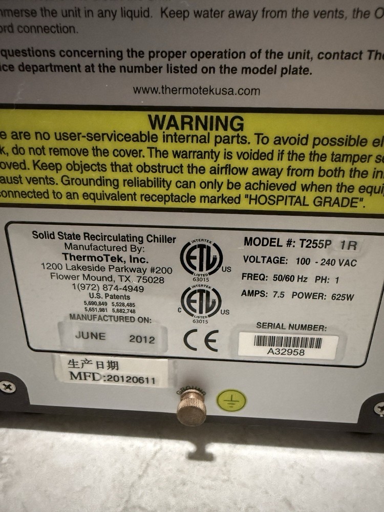 ThermoTek T255P-R1 Solid State Recirculating Chiller