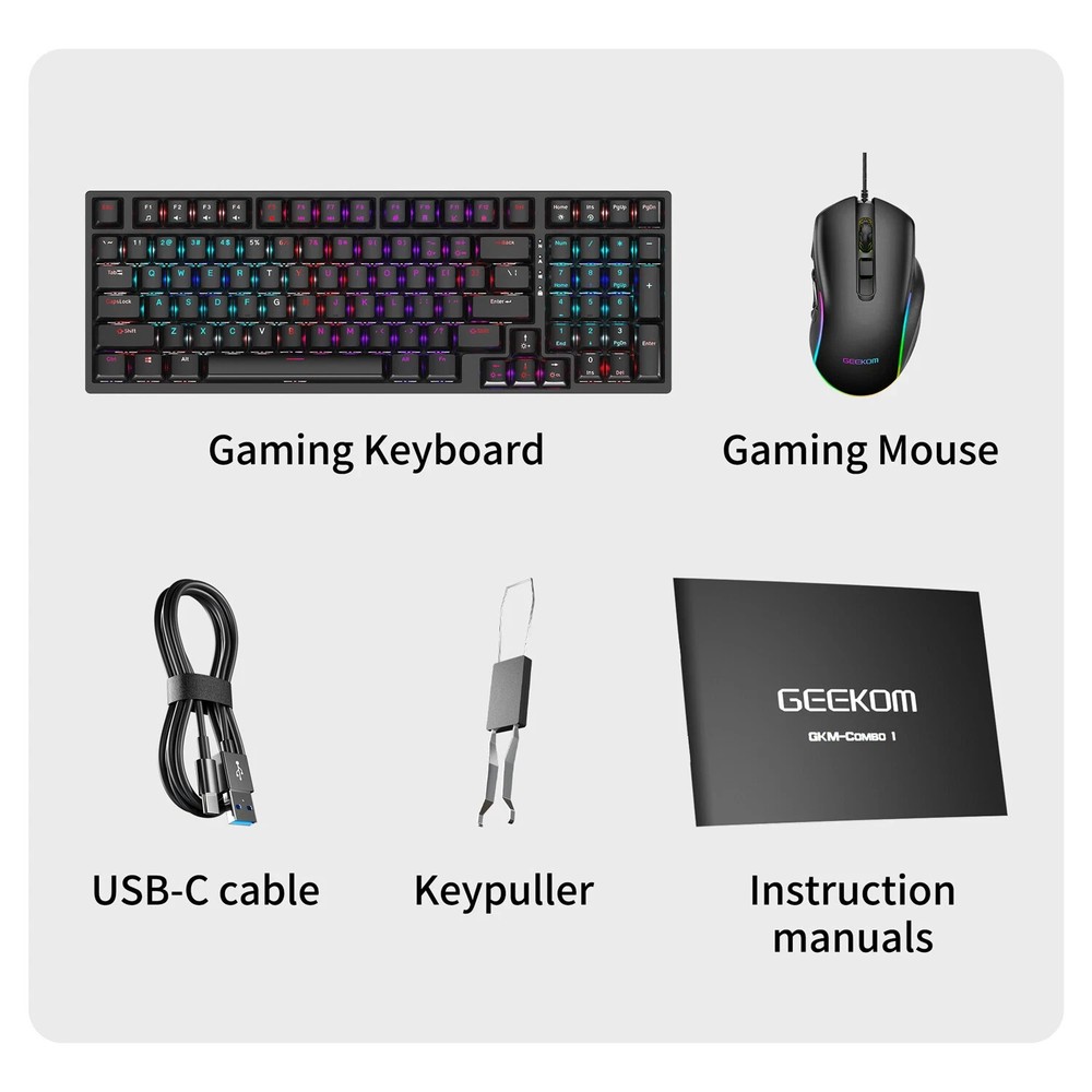 Gaming Keyboard And Mouse LED Light Backlit Mechanical Feel For Computer Desktop