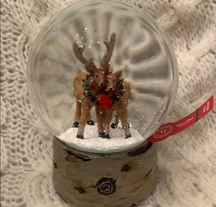 Martha Stewart Two Deers Stag & Doe Snow Globe