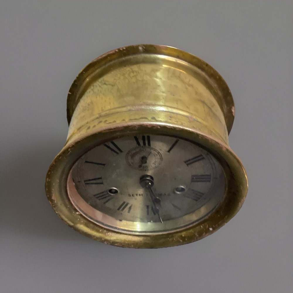 Vintage Seth Thomas Ships Clock With Scratched Face Runs Great