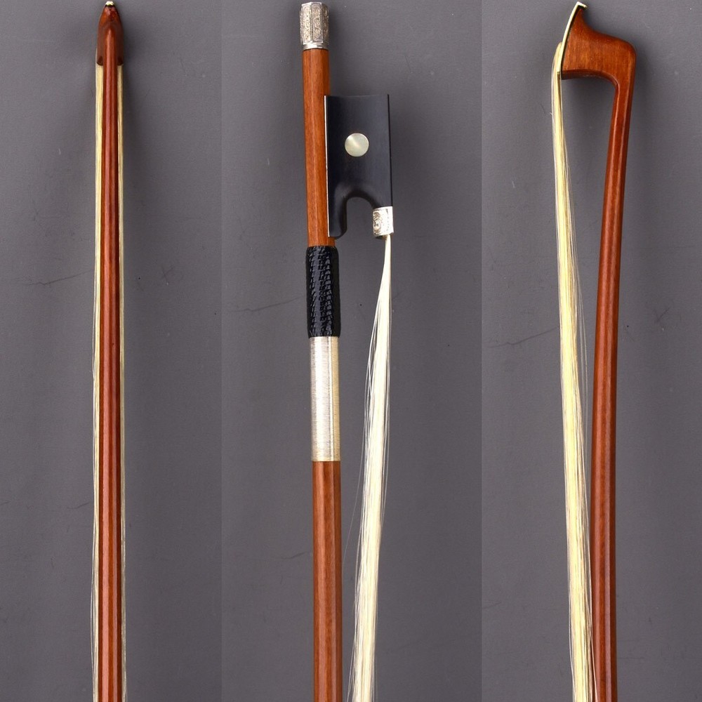 Master E.SARTORY Copy Pernambuco Violin Bow 4/4 Ebony Big Eye Carved Silver Fast
