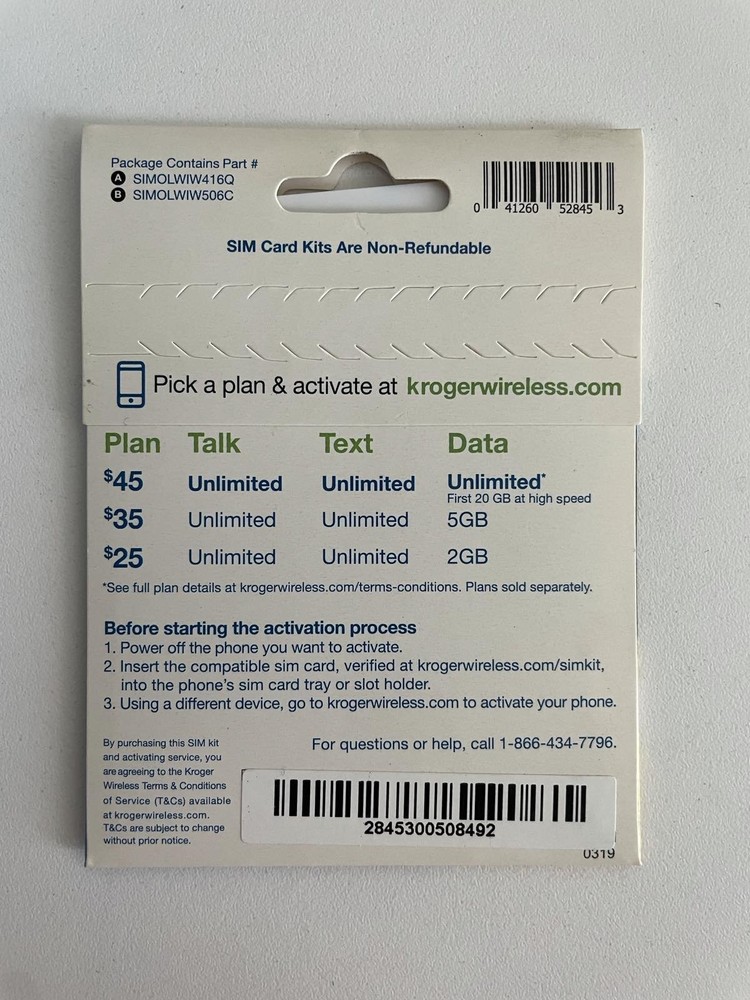 Kroger Wireless BYOP SIM Card