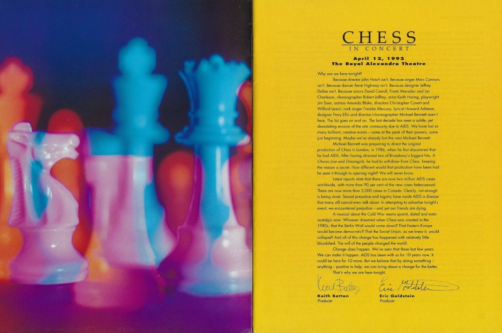 Colm Wilkinson "CHESS in CONCERT" Michael Burgess / ABBA 1992 Toronto Program