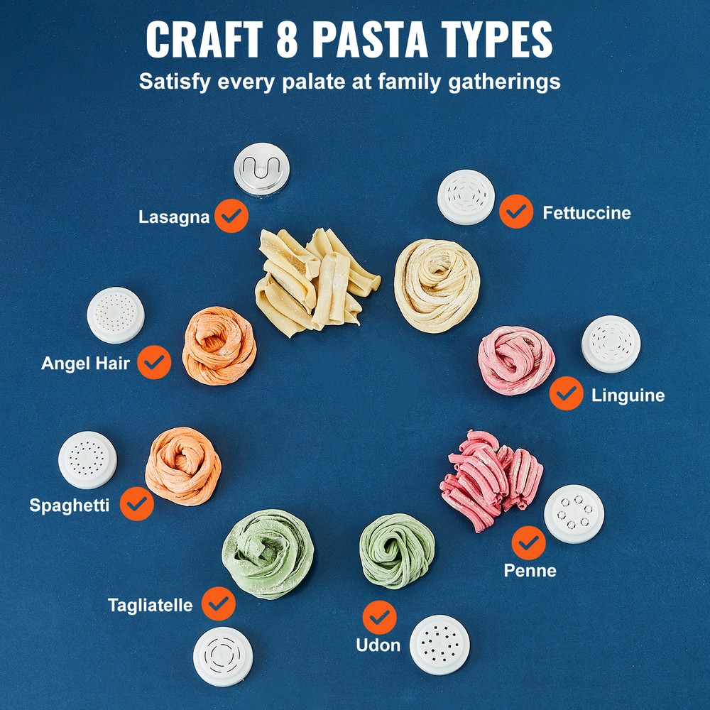 Electric Pasta Maker Automatic Noodle Making Machine with 8 Pasta Shape