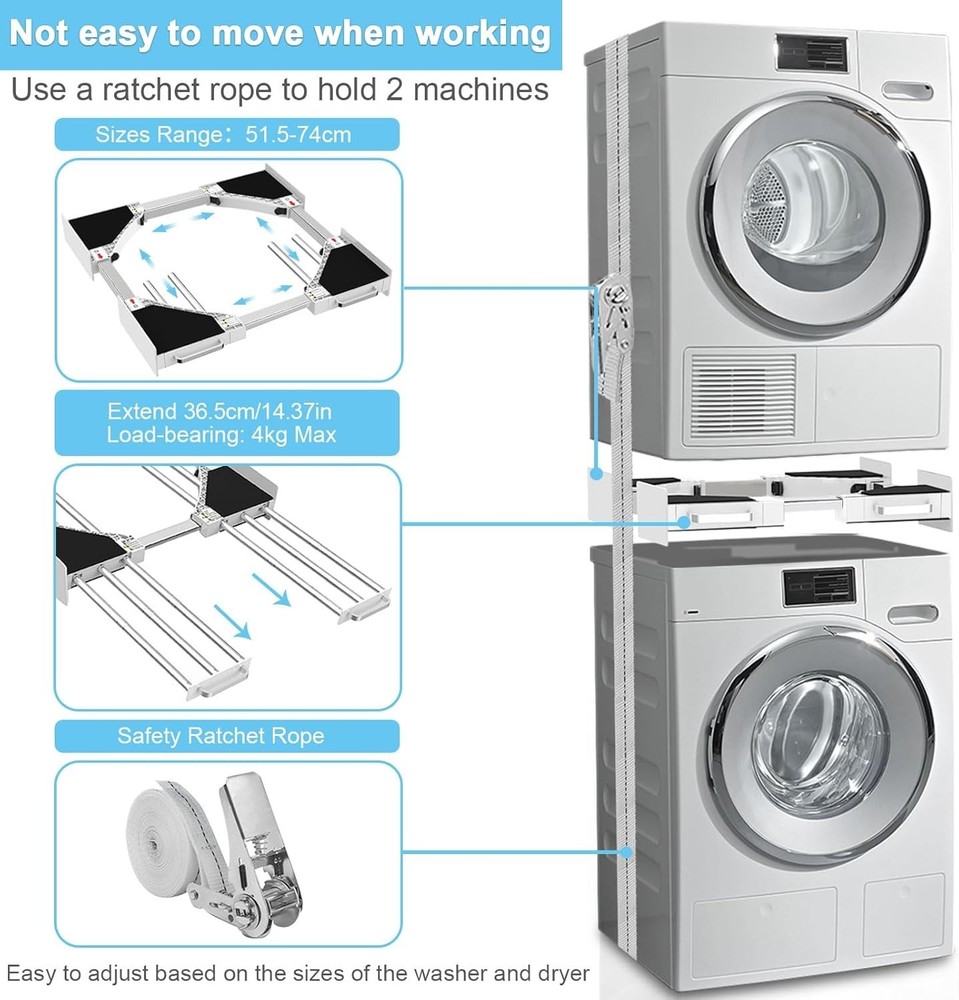 Stacking Kit for Washer Dryer - Pull-Out Rack - Universal 24-29" Fit