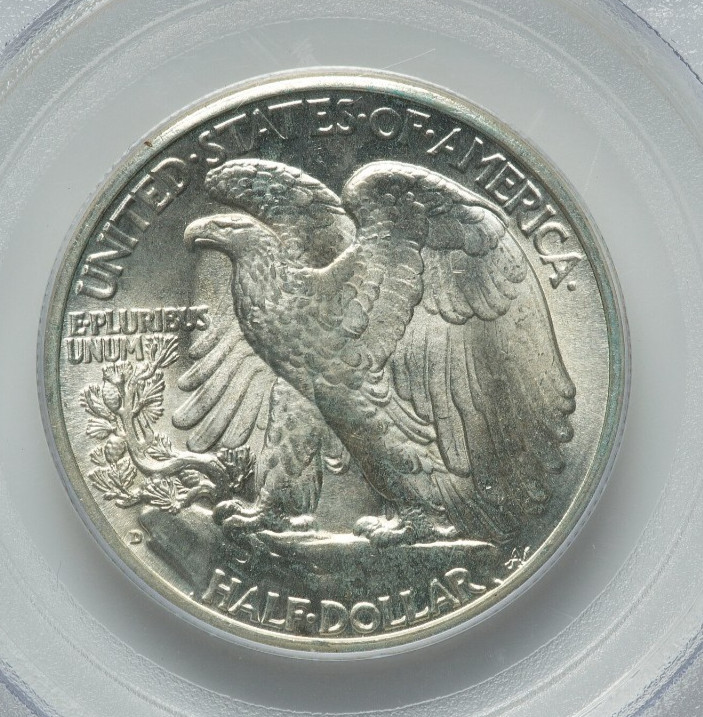 1943-D LIBERTY WALKING HALF DOLLAR PCGS MS66