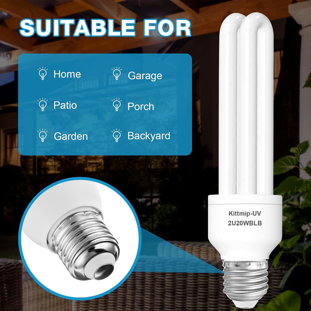 2 Pieces Bug Zapper Light Bulb 2U Type E27 20W Replacement Bulbs Compatible with