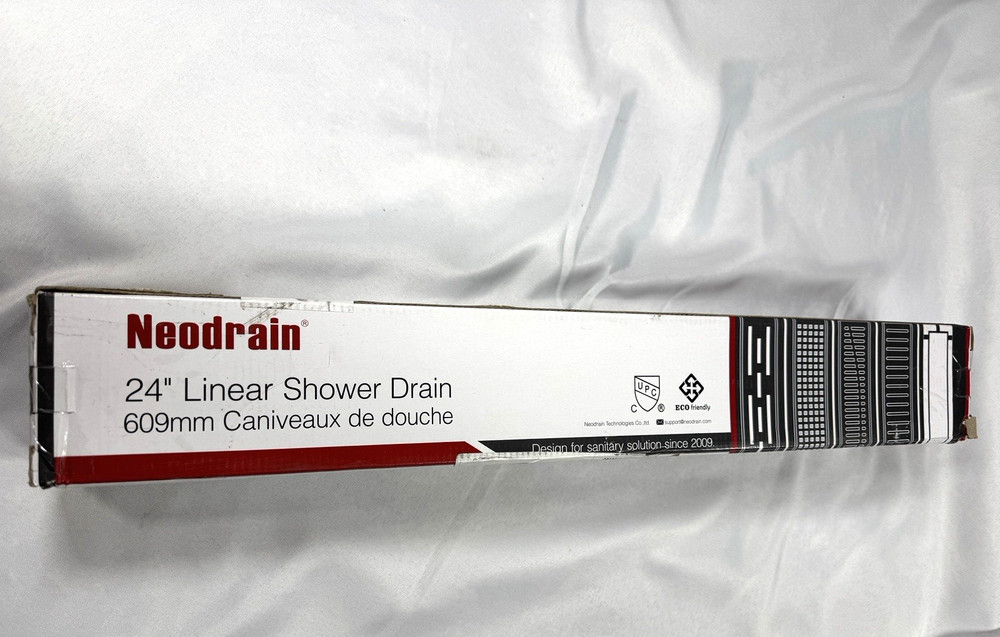 Neodrain 24 in Matte Black Linear Shower Drain, Brick Pattern Gate Rectangular