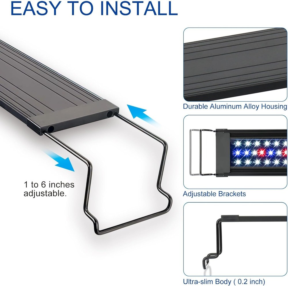 20"-28" Aquarium LED Light with Timer, 24/7 Cycle, 5 Dimmable Brightness, Sun...