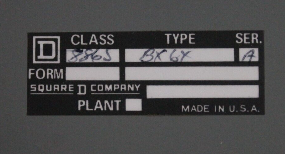 Square D Class 8865 Type BX-64 Enclosure