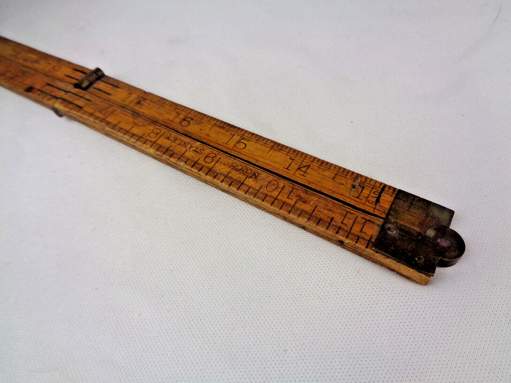 Antique Stanley Tools Boxwood & Brass Folding Ruler No 67 /68
