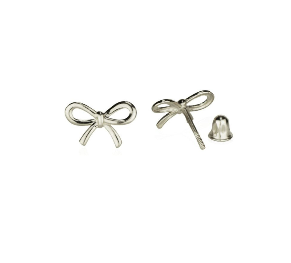 14K Yellow / White / Rose Gold Bow Tie Stud Earrings