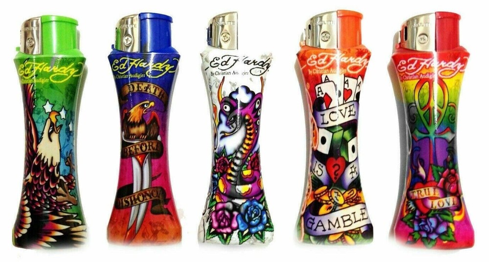 4 PC Lighter SEALED ED HARDY REFILLABLE TATTOO CURVE LIGHTER/4 RANDOM WITHOUT PK