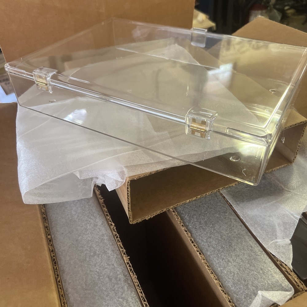 Clear Rectangular Plastic Hinged Container, 13 1/8” X 9 3/16” X 2” *BOX OF 10*
