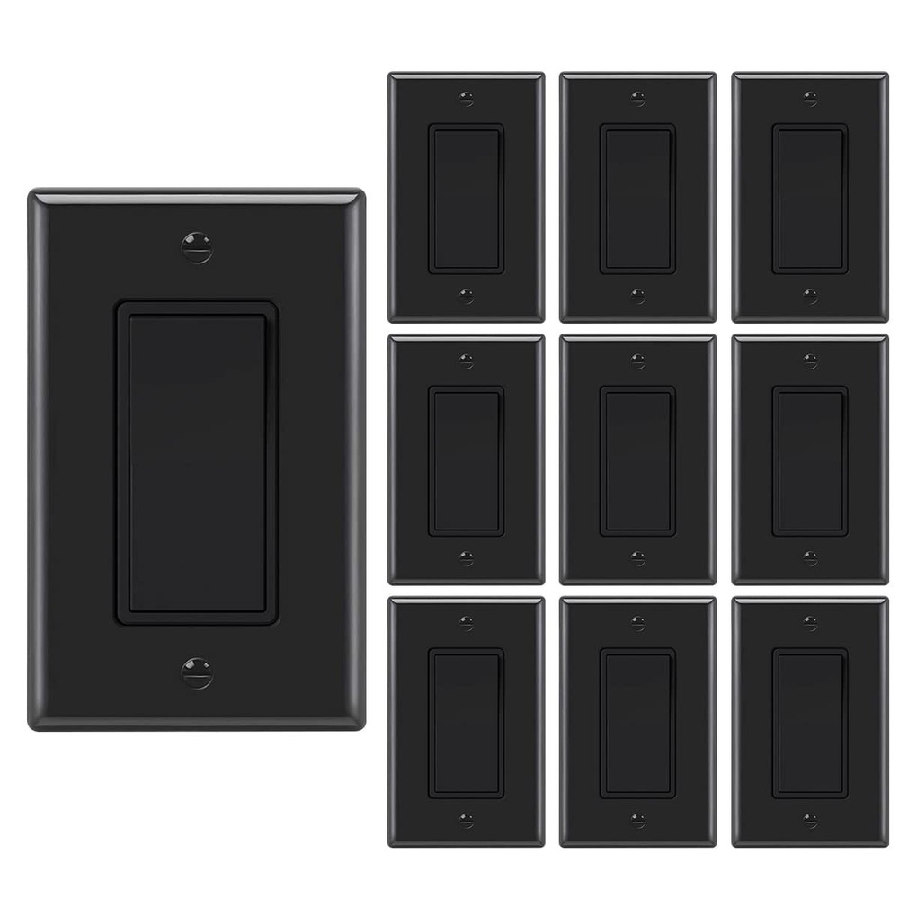 Decorator Paddle Rocker Light Switch ,15A,3 way/Single Pole ,10 Pack,UL Listed