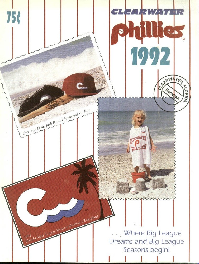 Clearwater Phillies Vs West Palm Beach 1992 Baseball Program