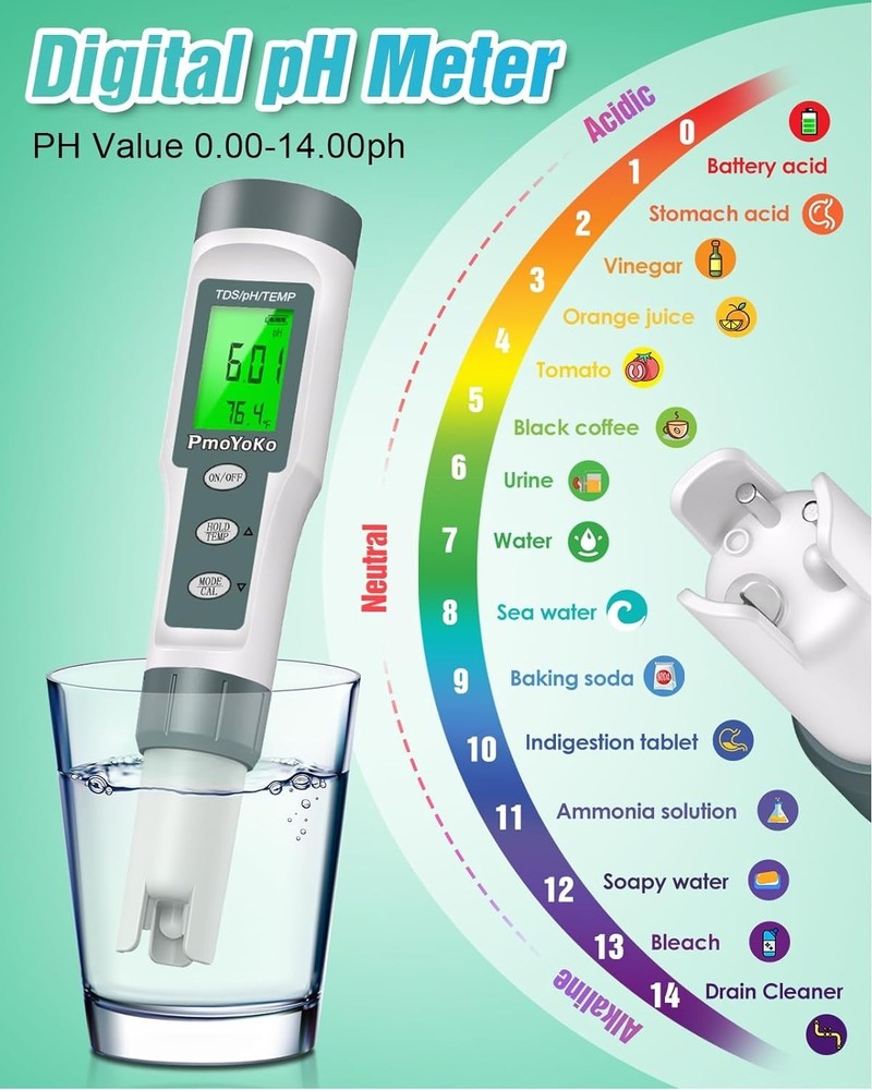 High Precision Water Tester for pH, TDS & Temperature with Backlight Feature