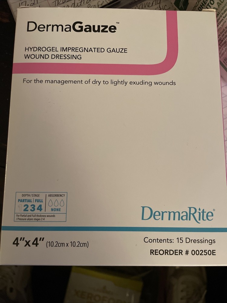 DermaGauze Hydrogel Wound Dressing 2x2”Square Impregnated 25 Ct