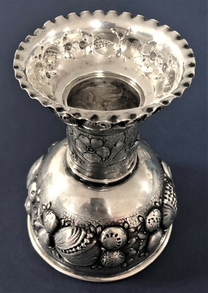 German 800 Silver Repousse Goblet by C. Merget & Co, Klein-Auheim