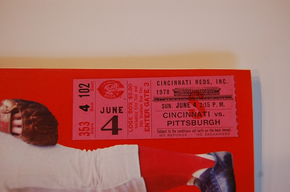 1978 Cincinnati Reds - Pittsburgh Pirates Baseball Program + Ticket