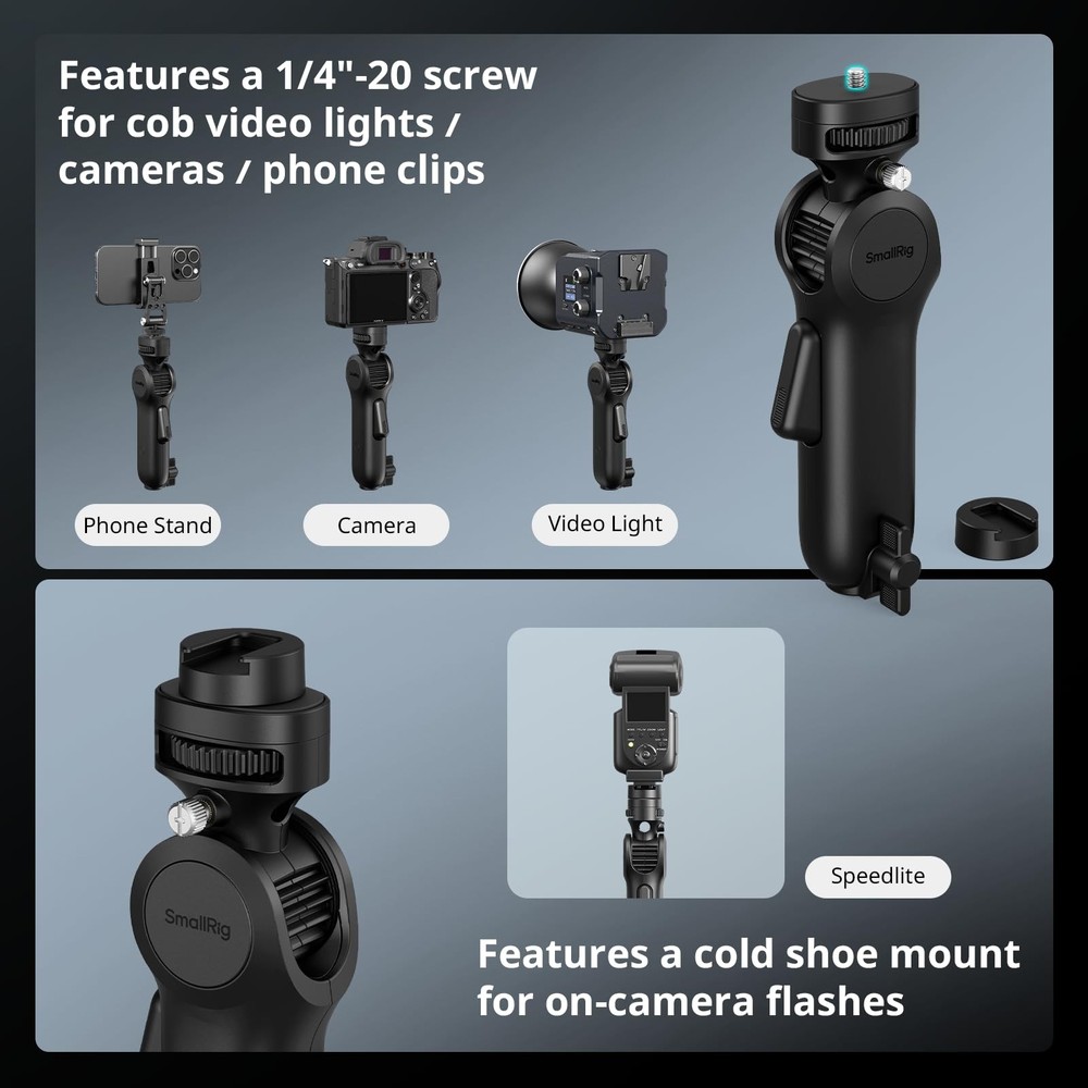 SmallRig Quick Adjustment Light Stand Adapter, One-Button 180° Pitch Black