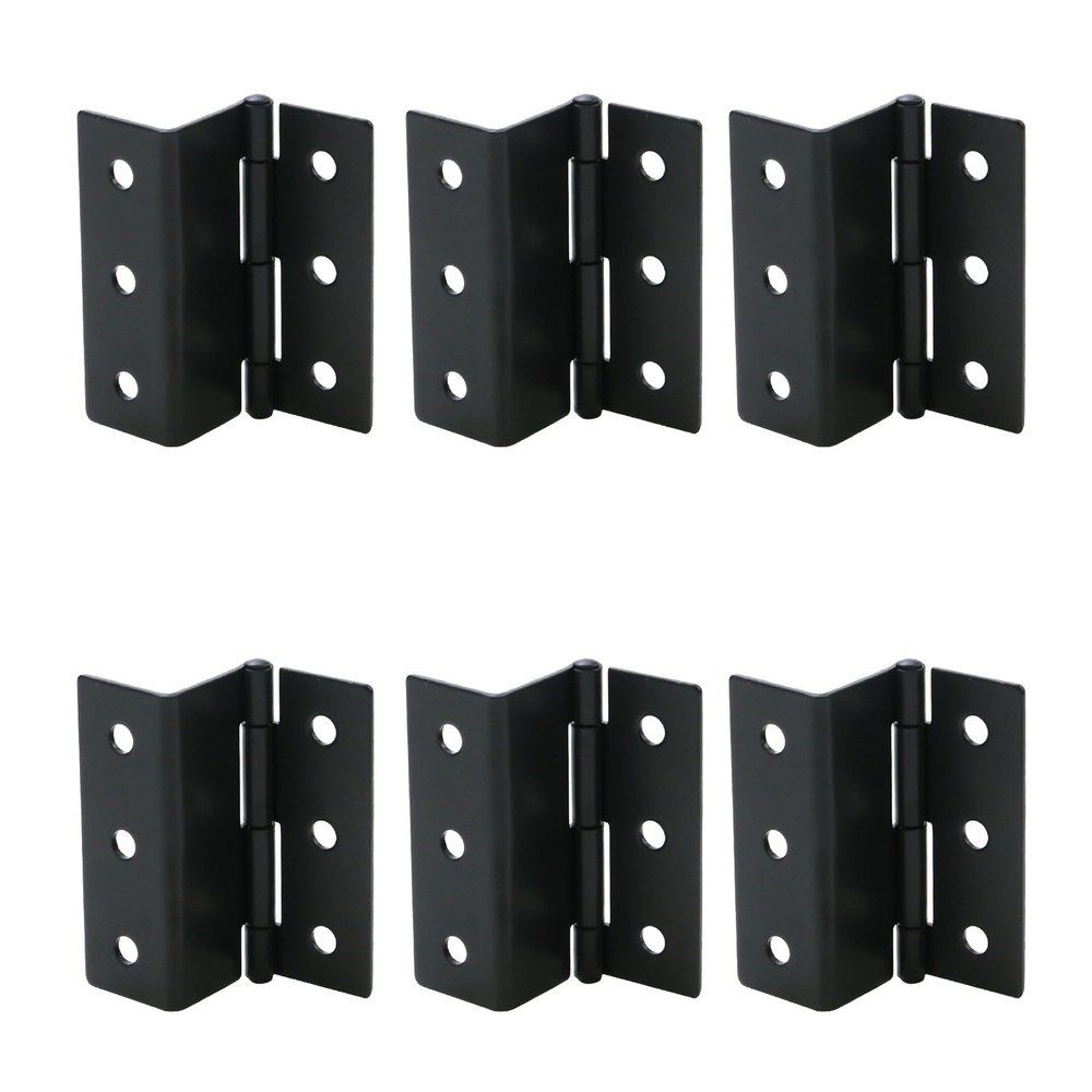 6 PCS 3 Inch HalfSurface Chest Hinge 1.8mm Bending Black SemiConcealed