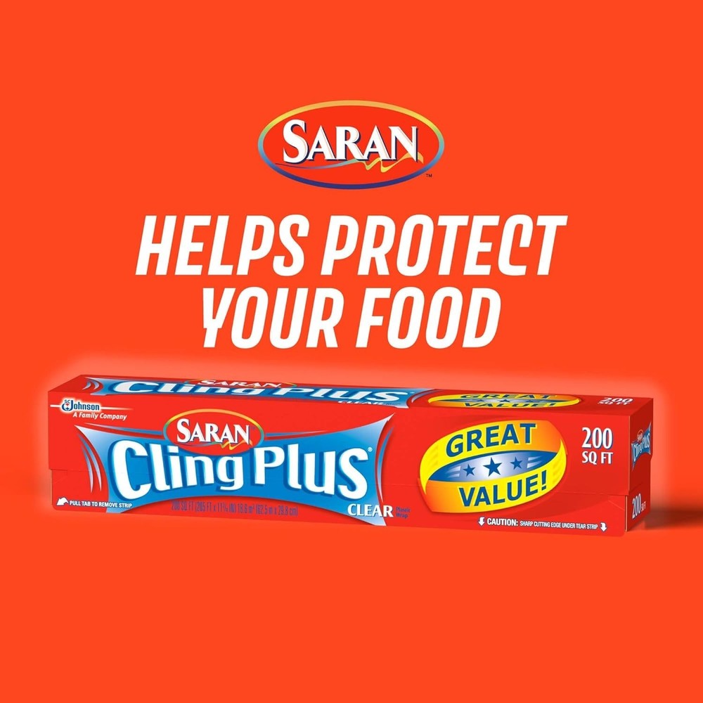 Saran Cling Plus 200 Sq Ft Plastic Wrap - BPA Free Food Storage Solution