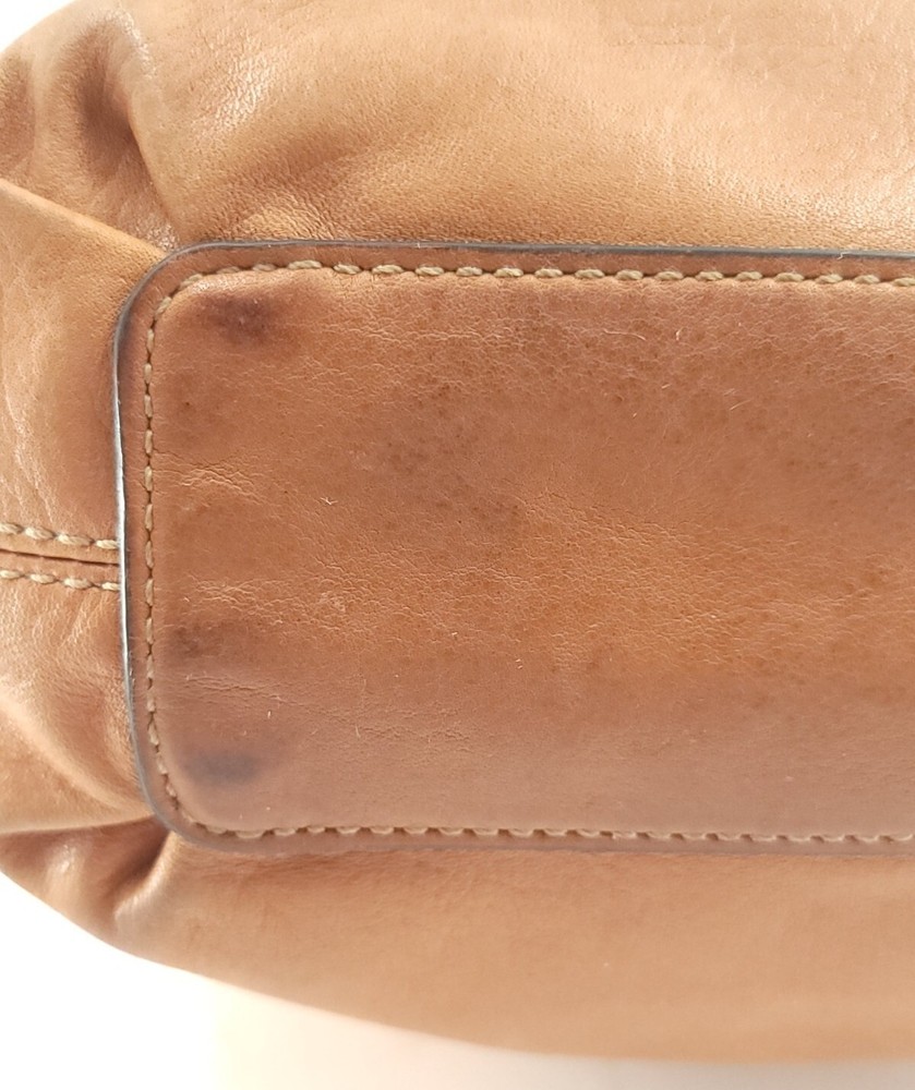 Fossil Shoulder Handbag Tan Leather Distressed Floppy