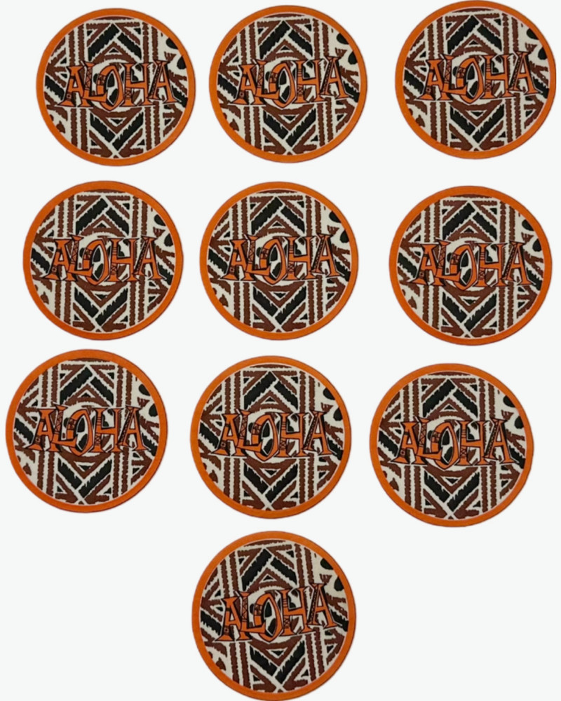 New Set 10 Aloha Paper Coasters Tiki Barware