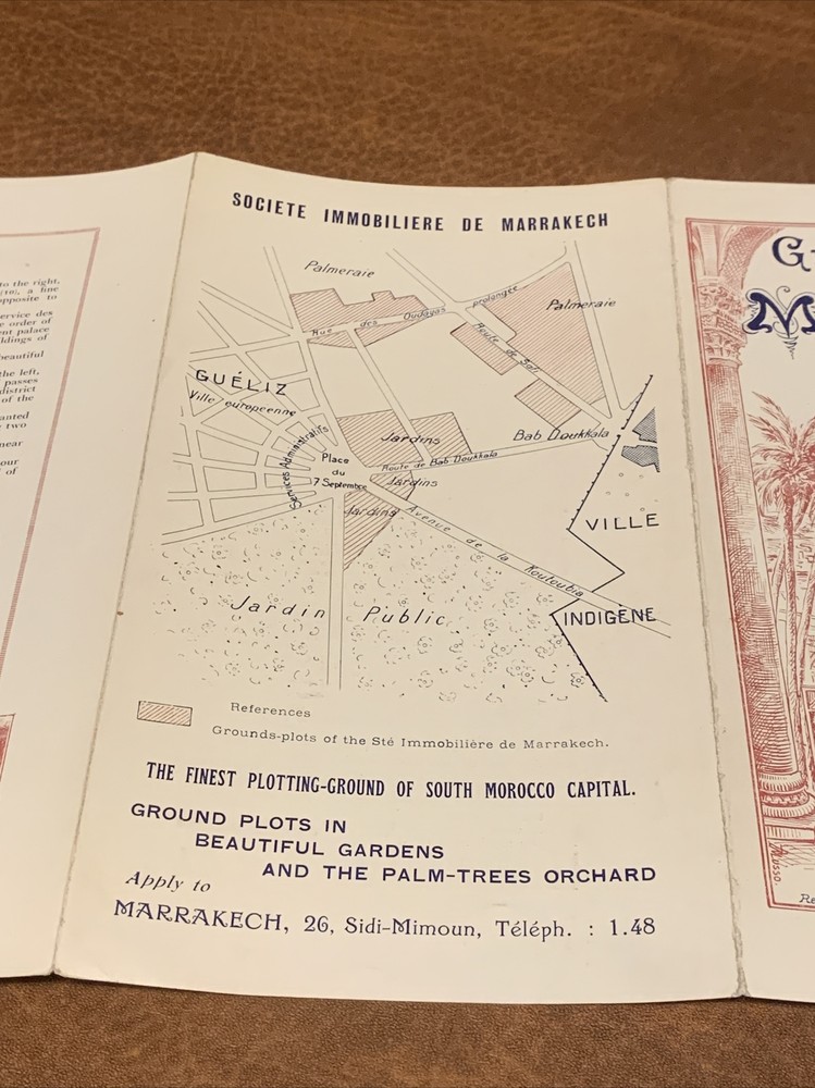 Guide To Marrakech / Marrakesh Morocco - Rare Brochure Pamphlet