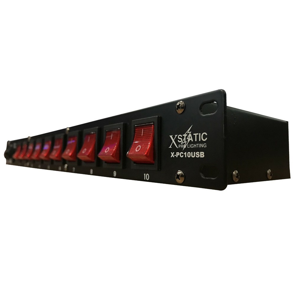 ProX X-PC10USB 10 Plug Rack Mount Power Distribution Switch With 2 USB Charging