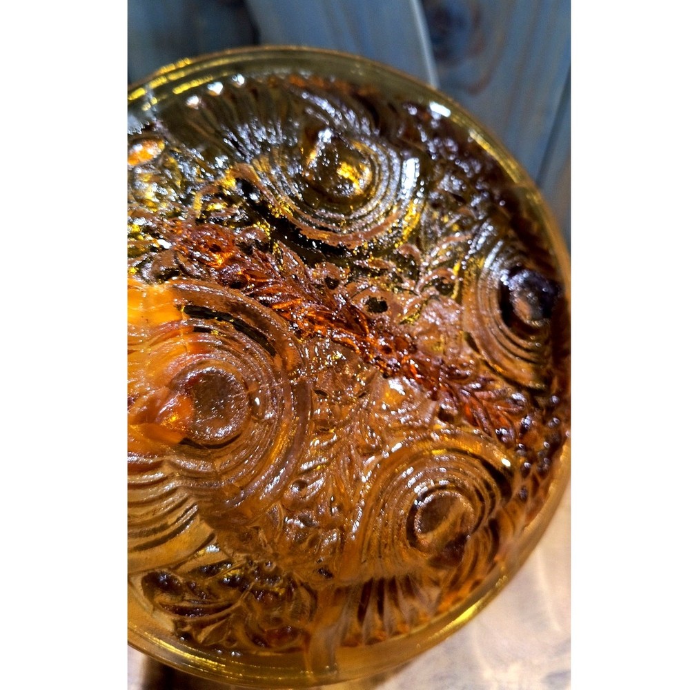 602. Divided Relish Dish Amber Killarney pattern Fleur de Lis