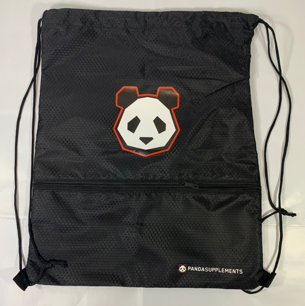 Panda Drawstring Gym Tote Bag Black