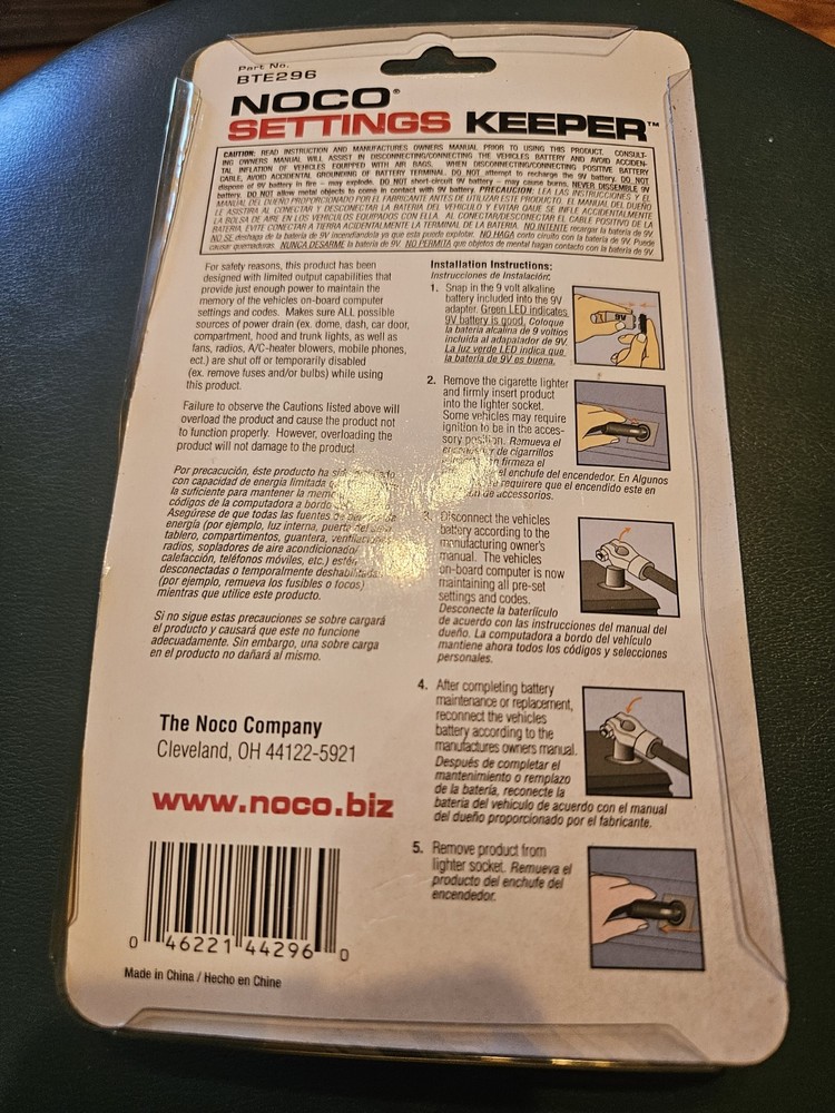 Noco Settings Keeper BTE296 New Sealed NOS