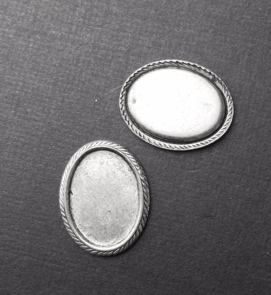 21554 4 Pc Matte Silver Oxidized 18x13 Setting Jewelry Finding
