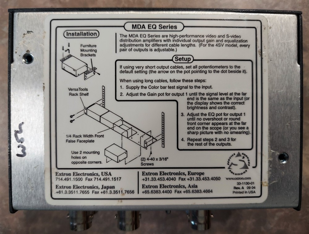 Extron Versa Tools MDA 4V EQ Composite Video Distribution Amplifier