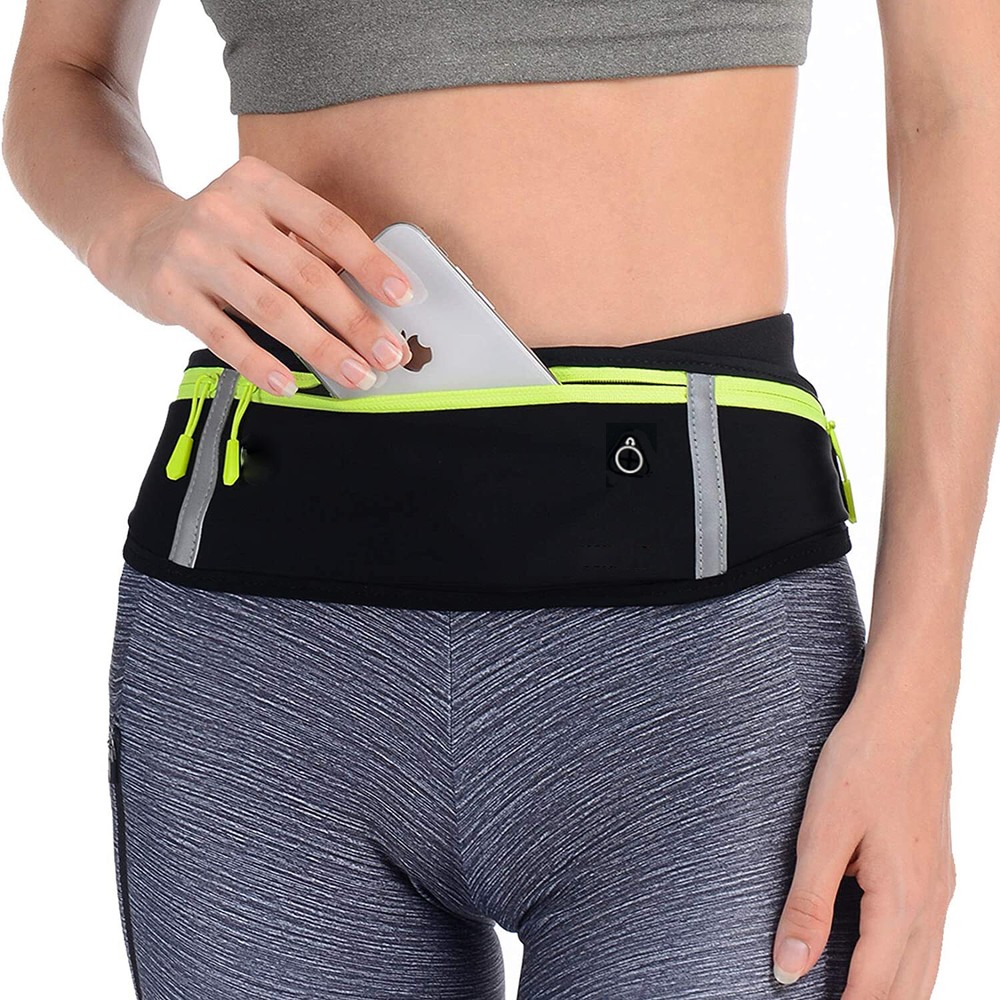Water Resistant Running Waist Pack with Adjustable Elastic Strap & Earbud Hole