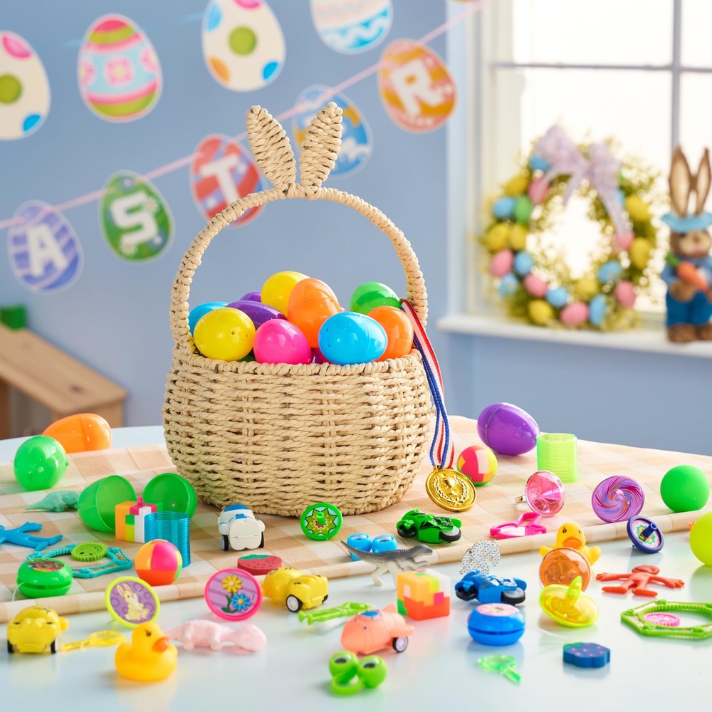 JOYIN 48Pcs Easter Eggs with Toys Inside, Prefilled Colorful