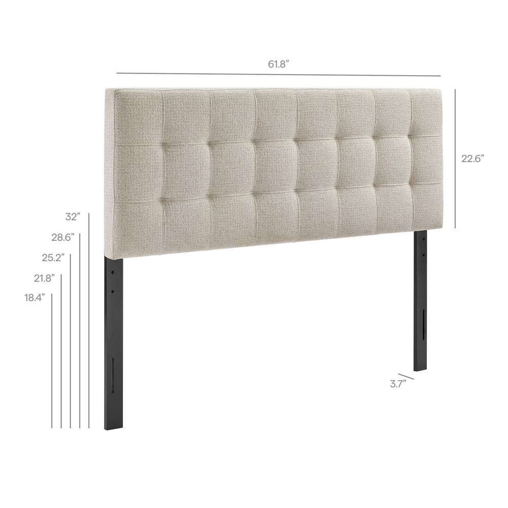 Lily Upholstered Queen Size Headboard in Dove