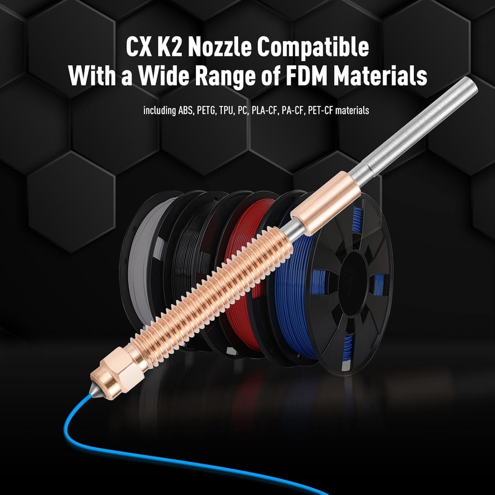 Hardened Steel Nozzle Set for Creality K2 Plus 3D Printer - 4 Sizes