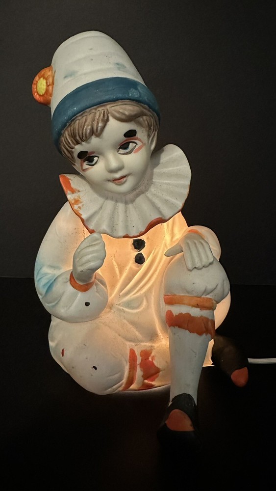 Ceramic Clown Bedside Night Light 7.5"