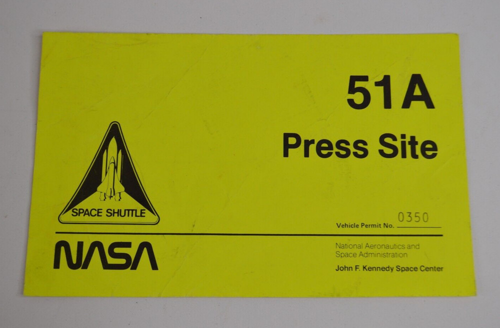 NASA STS-51A Press Site Gate Pass Discovery Space Shuttle TELESAT SYNCOM