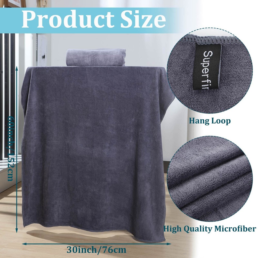 Tegeme 6 Pcs Microfiber Bath Towel Set 30 x 60 Bath Towel, Quick Drying, Over...